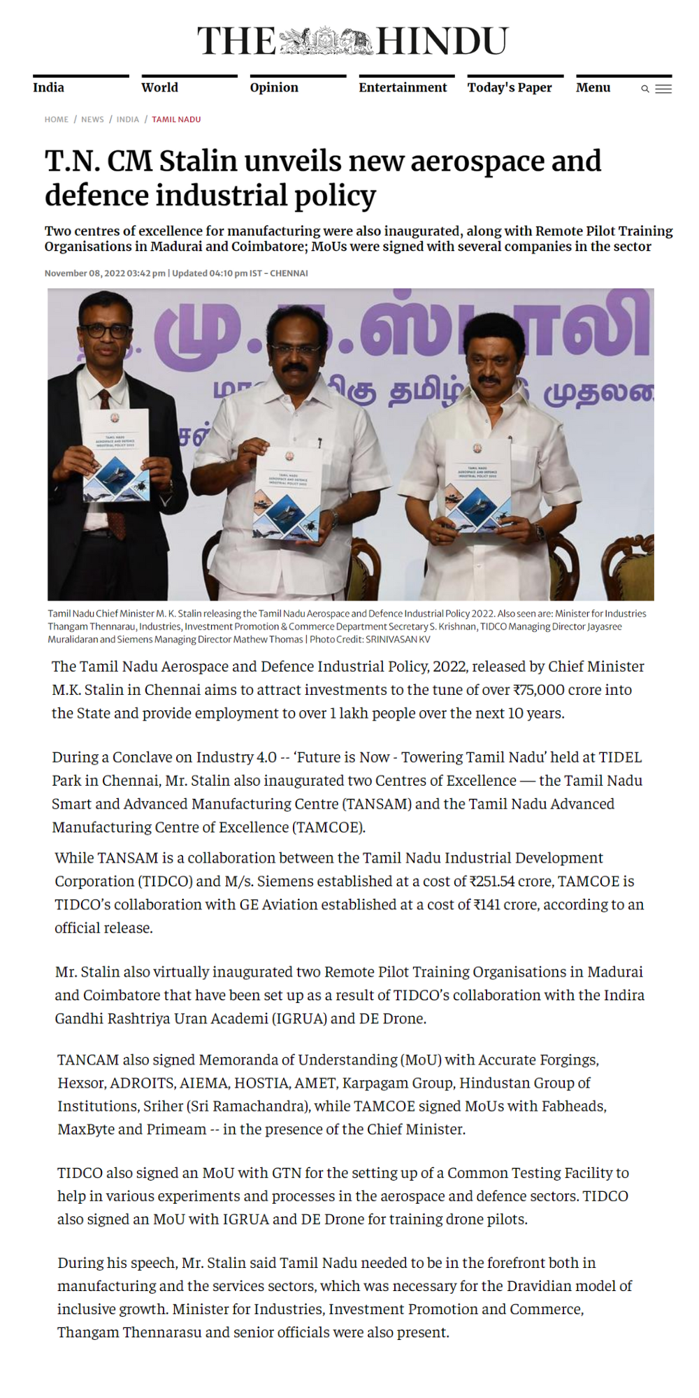 The Hindu Mathew Thomas